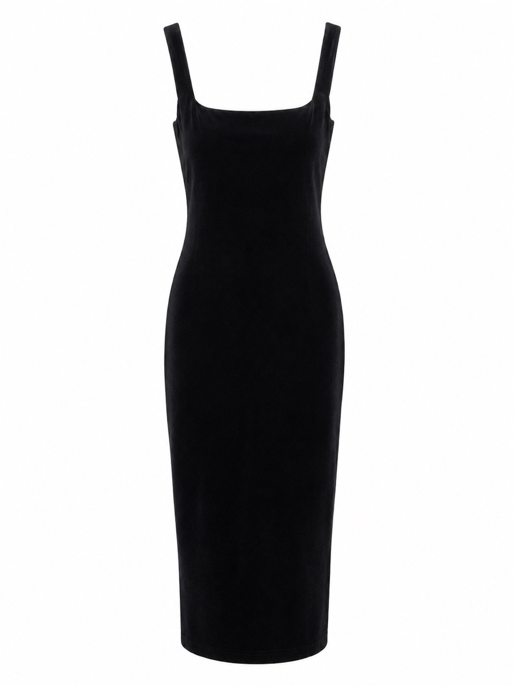 American Apparel Black Square-Neck Midi Dress